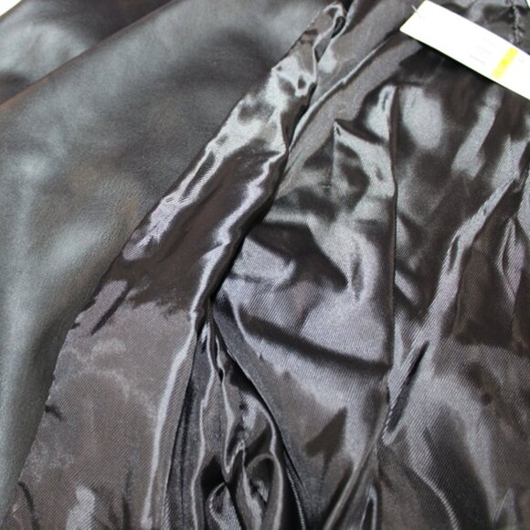 NEW DKNY Black Faux Leather Moto Jacket – Belted Waist, Asymmetrical Zip Size M - Picture 12 of 16